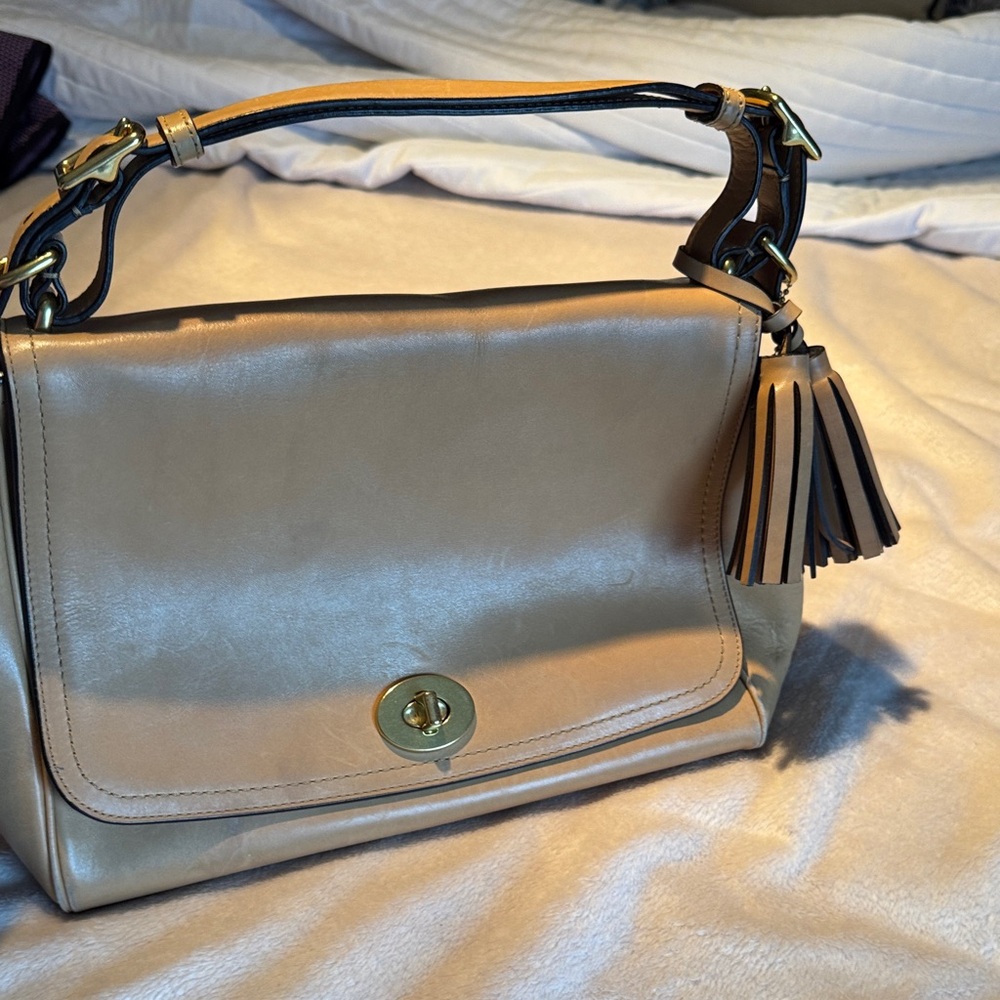 Coach Caramel Leather Shoulder Bag with Tassel - Picture 2 of 5